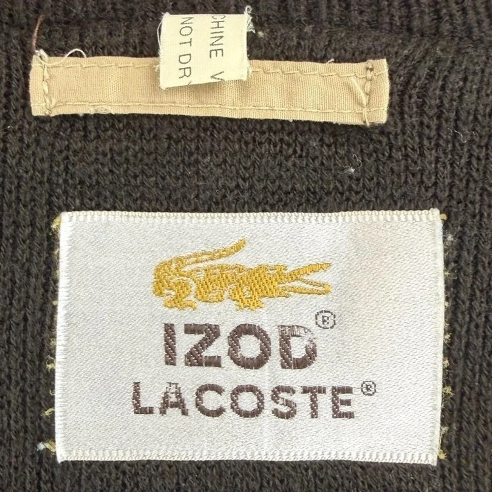 Vintage IZOD LACOSTE Mens (L) Jacket Beige Brown Lined Grandpa Dad Normcore Gorp